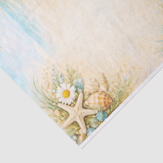 Seaside Beach Shell & Starfish Frame FE9 Decoupage Seidenpapier (Ausschnitt)