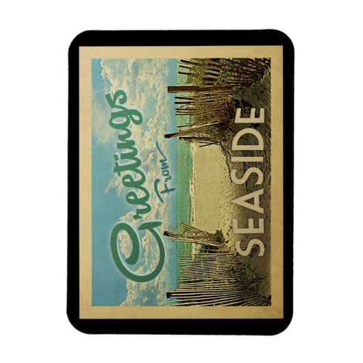 Seaside Beach Vintage Travel Magnet (Vertikal)