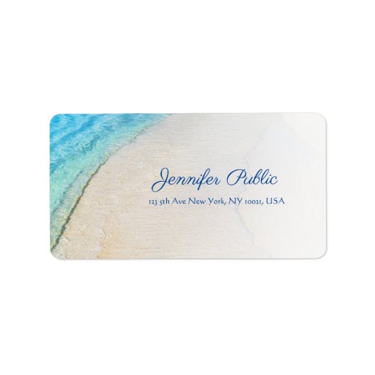 Seaside Beach Waves Elegante moderne Skriptadresse Adressaufkleber (Vorne)