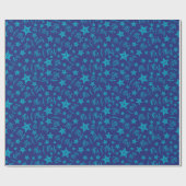 Seaside Beach Wedean Starfish Seamless Blue Geschenkpapier (Flach)