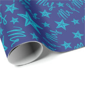 Seaside Beach Wedean Starfish Seamless Blue Geschenkpapier (Rolleneckpunkt)