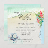 Seaside Blue Crab Tropical Bridal Shower Einladung (Vorne/Hinten)