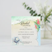 Seaside Blue Crab Tropical Bridal Shower Einladung (Stehend Vorderseite)
