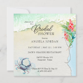 Seaside Blue Crab Tropical Bridal Shower Einladung