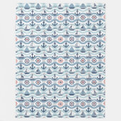 Seaside Blue Sailboats & Anchors Pattern ID1258 Fleecedecke (Vorderseite)