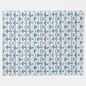 Seaside Blue Sailboats & Anchors Pattern ID1258 Fleecedecke (Vorderseite (Horizontal))