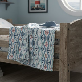 Seaside Blue Sailboats & Anchors Pattern ID1258 Fleecedecke