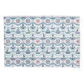 Seaside Blue Sailboats & Anchors Pattern ID1258 Kissenbezug (Vorderseite)