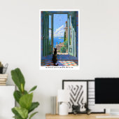 Seaside Cat Art Print French Typography Poster (Heimbüro)