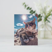 Seaside Cat Wearing Sunglasses Postcard Postkarte (Stehend Vorderseite)