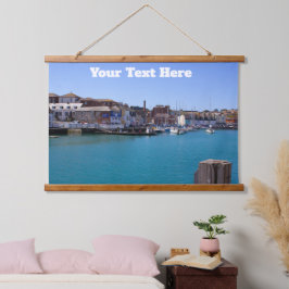 Seaside Charm - Historic Harbour Scene on Wood Top Wandteppich Mit Holzrahmen