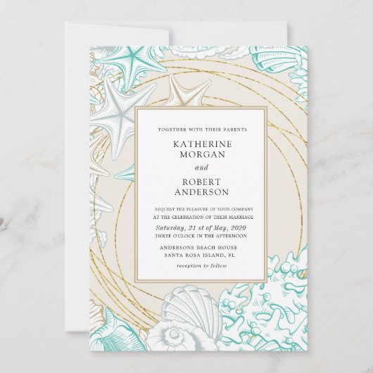 Seaside Coastal Elegant Einladung (Vorderseite)