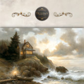 Seaside Cottage At Dusk Decoupage Seidenpapier