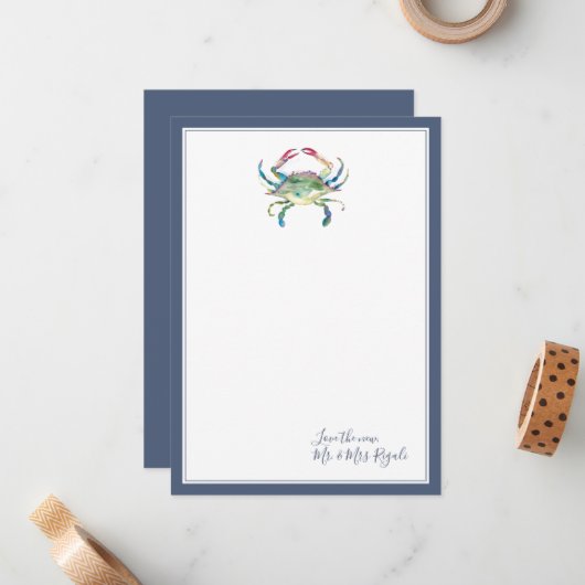 Seaside Crab Wedding danke Ihnen Karten (Vorderseite/Rückseite Beispiel)