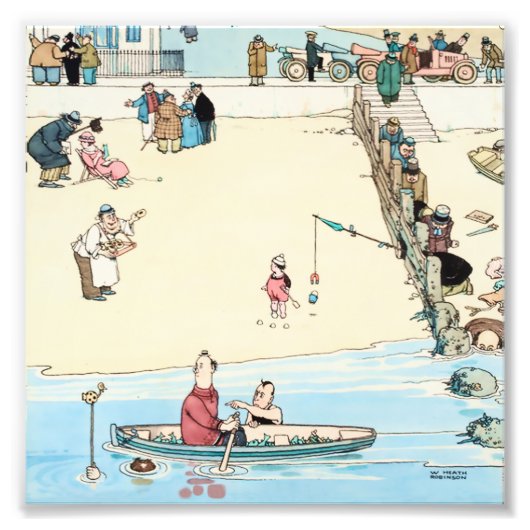 "Seaside Crime" von W Heath Robinson Fotodruck (Vorne)