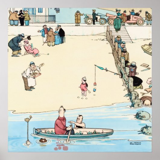 "Seaside Crime" von W Heath Robinson Poster (Vorne)