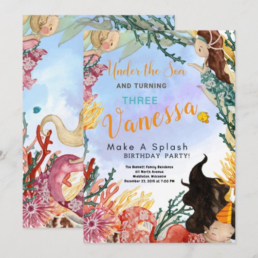 Seaside Different Birthday Invitation Card Einladung (Vorne/Hinten)