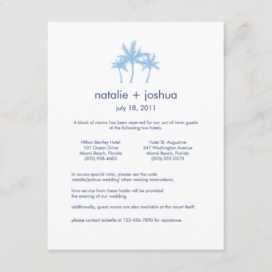 Seaside Dreams Wedding Accommodation Card Begleitkarte (Vorderseite)