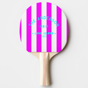 Seaside Electric Retro Rosa Streifen & Familiennam Tischtennis Schläger