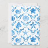 Seaside Elegance Blue Coastal Watercolor Wedding Einladung (Rückseite)