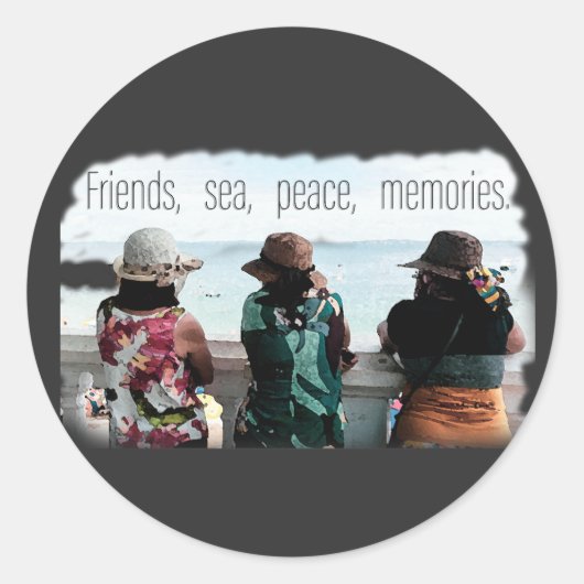 Seaside Friendship Memories Runder Aufkleber (Vorderseite)