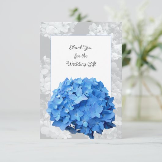 Seaside Garden Blue Hydrangea Flat Vielen Dank Dankeskarte (Stehend Vorderseite)