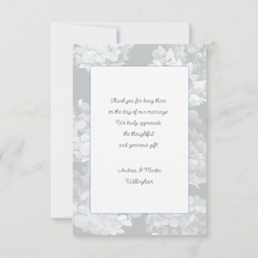 Seaside Garden Blue Hydrangea Flat Vielen Dank Dankeskarte (Rückseite)