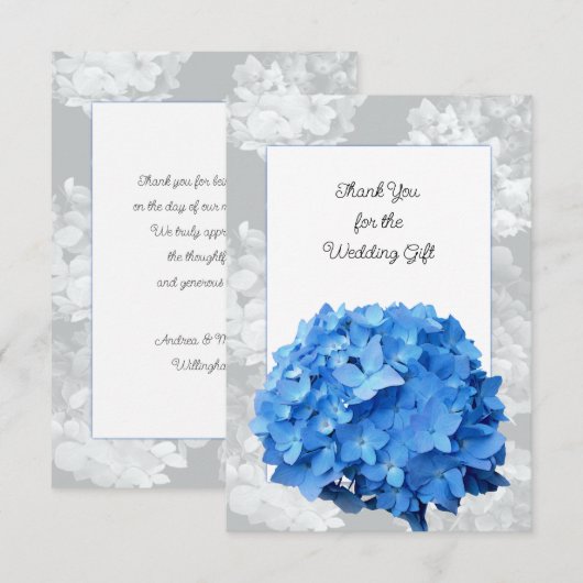 Seaside Garden Blue Hydrangea Flat Vielen Dank Dankeskarte (Vorne/Hinten)