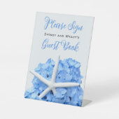 Seaside Garden Blue Hydrangea Sign Gästebuch Sockelschild (Vorderseite)