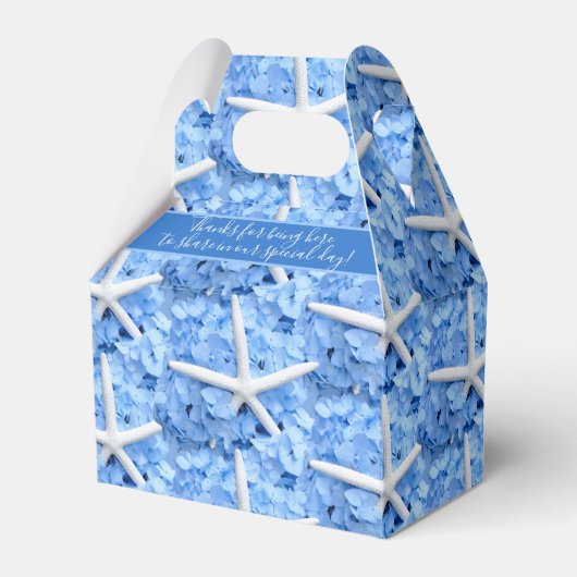 Seaside Garden Blue Hydrangeas Starfish Vielen Dan Geschenkschachtel (Vorderseite)