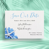 Seaside Garden Blue Menu Entrées RSVP Card Karte