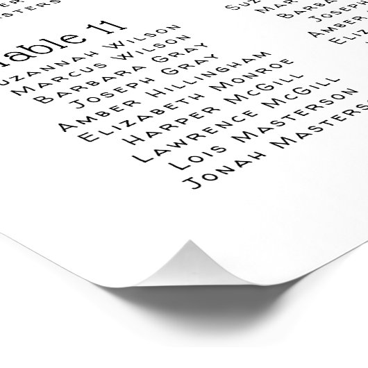 Seaside Garden Wedding Empfang Seating Chart (Ecke)