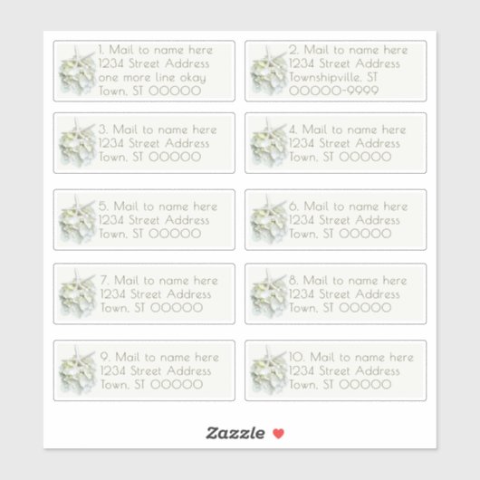 Seaside Garden Wedding Mail Einzeladressen Aufkleber (Blatt)