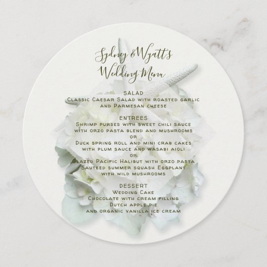 Seaside Garden Wedding Menu Round Template Einladung (Vorderseite)