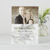 Seaside Garden White Foto Wedding Einladung (Stehend Vorderseite)