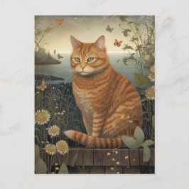 Seaside Ginger Tom Cat Postcard Postkarte