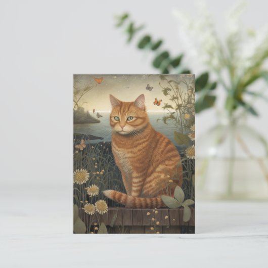 Seaside Ginger Tom Cat Postcard Postkarte (Stehend Vorderseite)