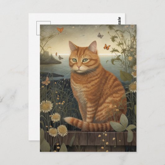 Seaside Ginger Tom Cat Postcard Postkarte (Vorne/Hinten)