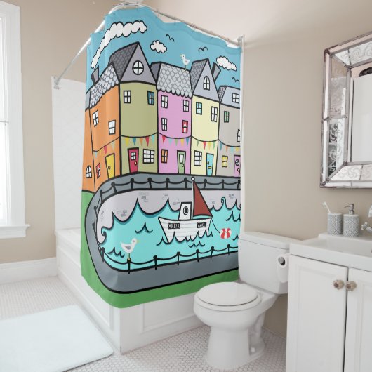 Seaside Harbour Nautical Themed Duschvorhang (Beispiel)