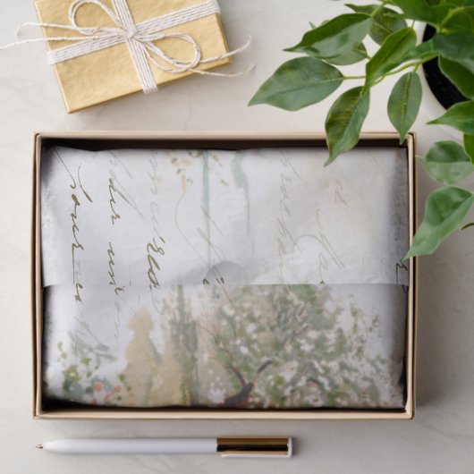 Seaside Hütte Beachhouse Französisch Script Decoup Seidenpapier (Geschenk)