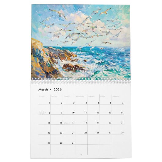 Seaside Impressions – A Day by the Sea Oil Paint Kalender (Mär 2026)