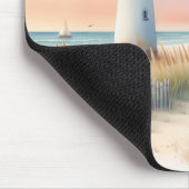 Seaside Lighthouse & Hütte Aquarell Mousepad (Ecke)