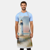 Seaside Lighthouse & Hütte Aquarell Schürze (Getragen)