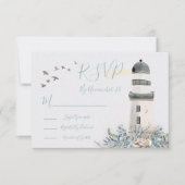 Seaside Lighthouse Wedding Response Cards UAWG RSVP Karte (Vorderseite)