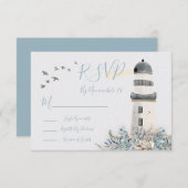 Seaside Lighthouse Wedding Response Cards UAWG RSVP Karte (Vorne/Hinten)