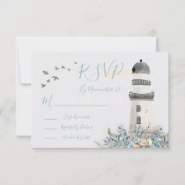 Seaside Lighthouse Wedding Response Cards UAWG RSVP Karte