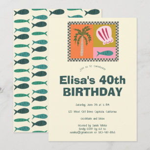 Seaside Modern Niedlich CUSTOM Geburtstagsparty Einladung