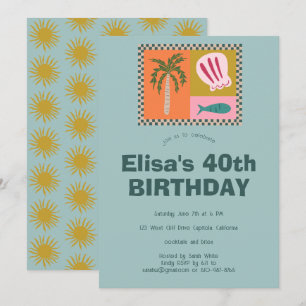 Seaside Modern Niedlich CUSTOM Geburtstagsparty Einladung