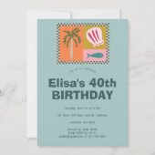 Seaside Modern Niedlich CUSTOM Geburtstagsparty Einladung (Vorderseite)