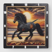 Seaside Morgan Pace: Textured Charred Design Quadratische Wanduhr (Vorderseite)